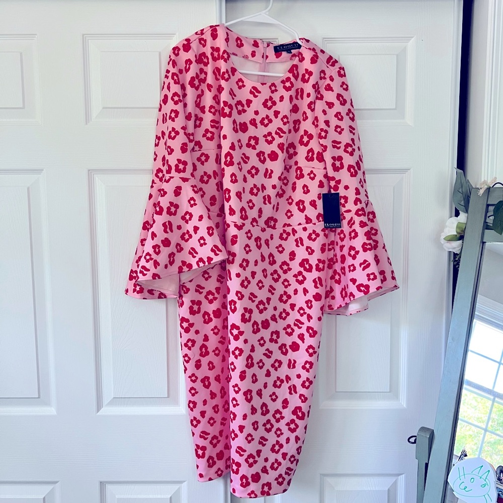 Eloquii Flare Sleeve “Like A Leo” Scuba Dress
